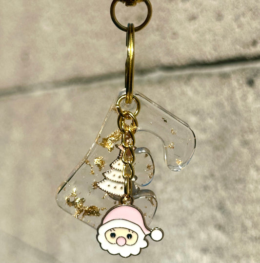 Letter Keychain - Pink Christmas Charm